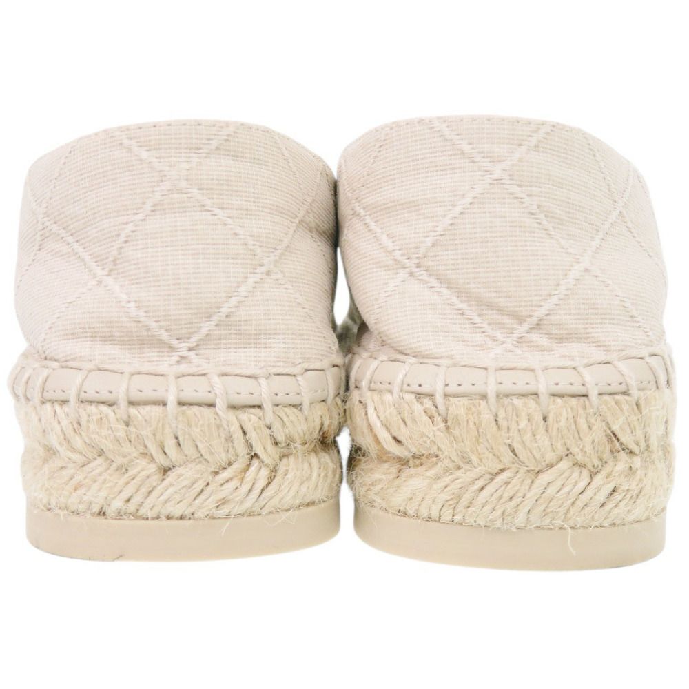 Chanel Espadrilles CC Logo Cotton Lambskin Hemp Beige Flat Shoes 36 — view 4