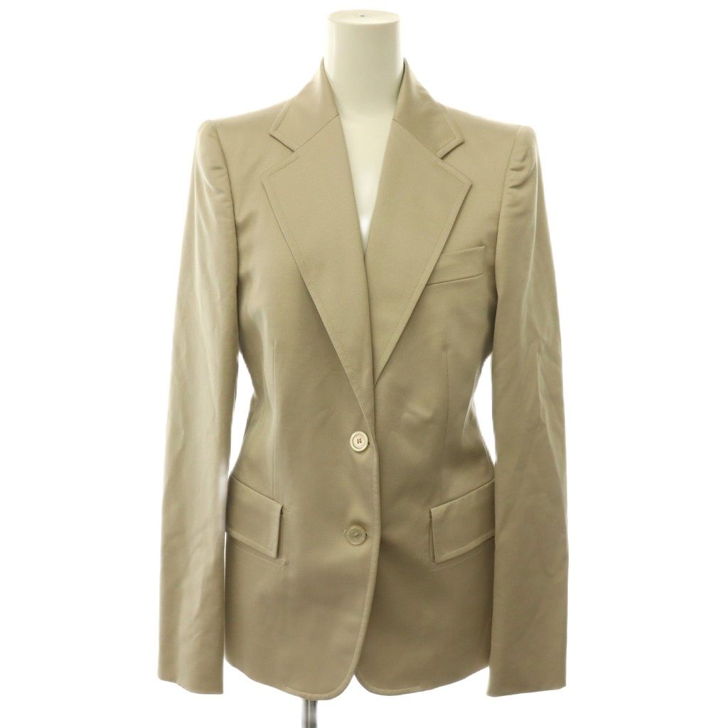 Gucci Jacket Pants Set Tailored Flare Monogram Pattern Wool Silk Blend 40 Beige — view 2