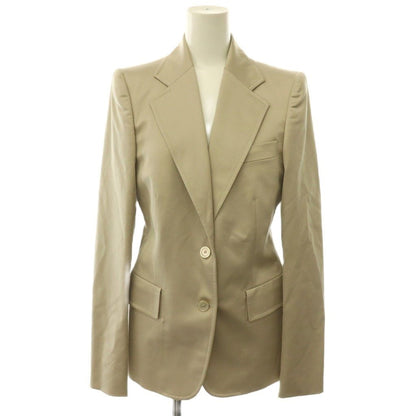 Gucci Jacket Pants Set Tailored Flare Monogram Pattern Wool Silk Blend 40 Beige — view 2