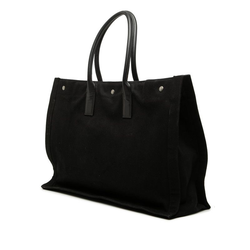 Saint Laurent Rive Gauche Tote Bag Black Canvas Leather — view 2