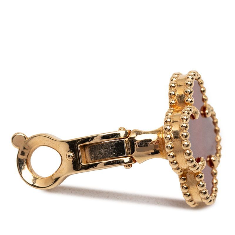 Van Cleef & Arpels Vintage Alhambra Earrings 18K Yellow Gold Carnelian — view 3