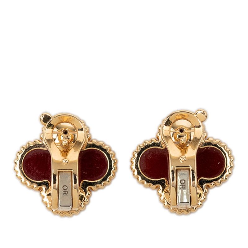 Van Cleef & Arpels Vintage Alhambra Earrings 18K Yellow Gold Carnelian — view 2
