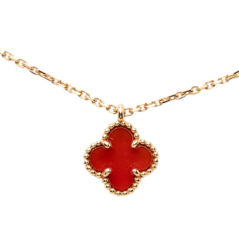 Van Cleef & Arpels Sweet Alhambra Pendant 18K Pink Gold Carnelian
