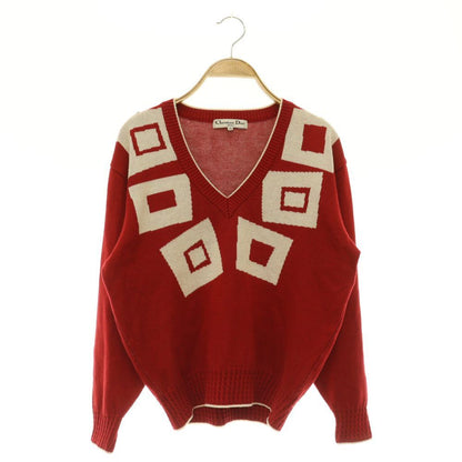 Dior Sports Knit Sweater Long Sleeve Neck Vintage M Red MY