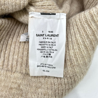 Saint Laurent Paris Beige Crew Neck Long Sleeve Knit Sweater — view 4