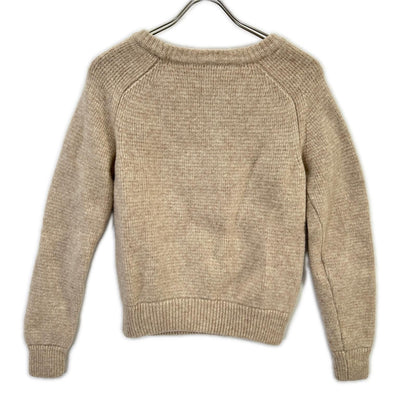 Saint Laurent Paris Beige Crew Neck Long Sleeve Knit Sweater — view 2