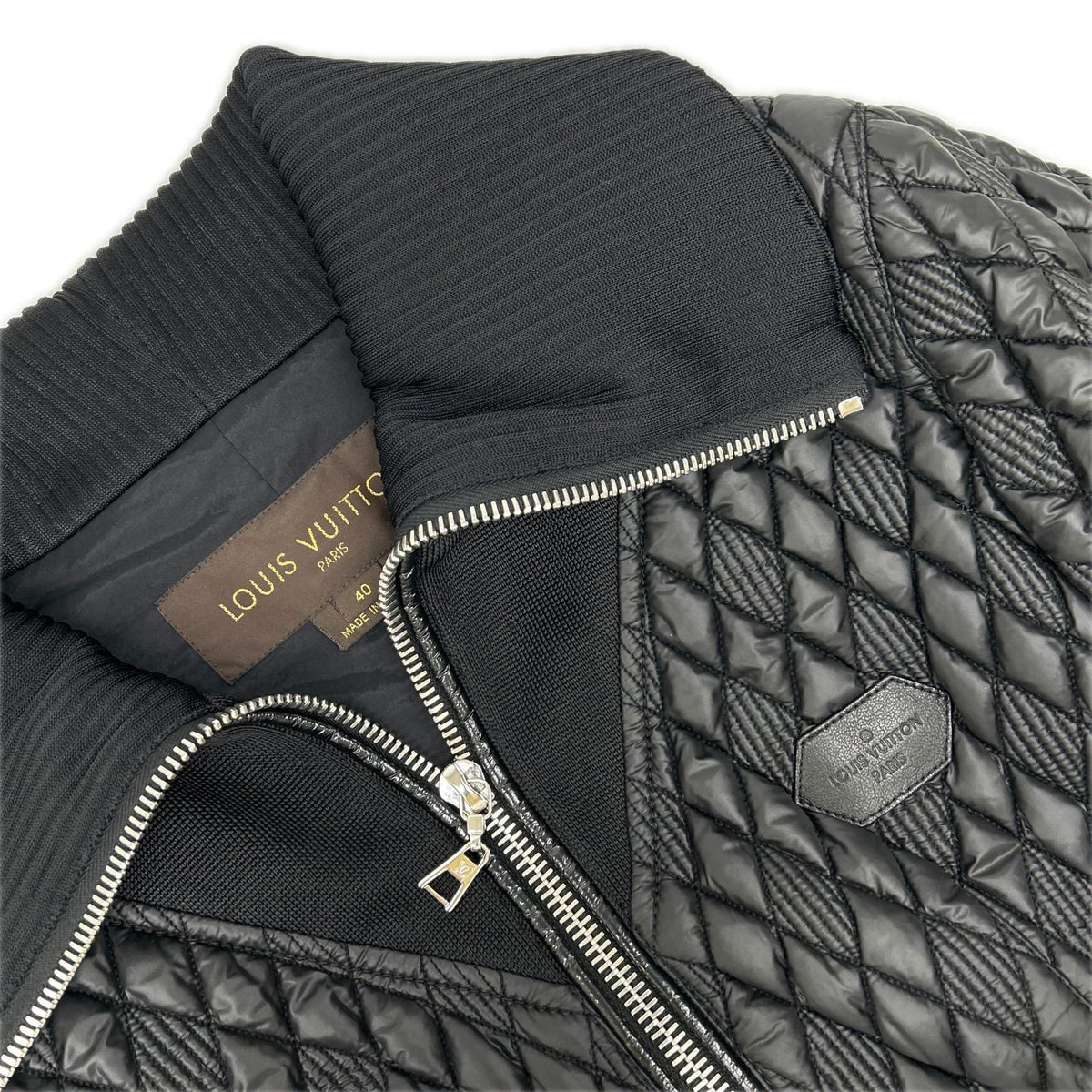 Louis Vuitton Black Quilted Zip Coat 40 — view 8