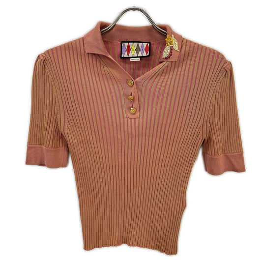 Gucci Lovelight Collection Ribbed Knit Short Sleeve Polo Shirt XS
