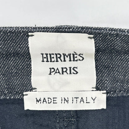Hermes Indigo Sellier Buttons Denim Skirt 34 — view 4