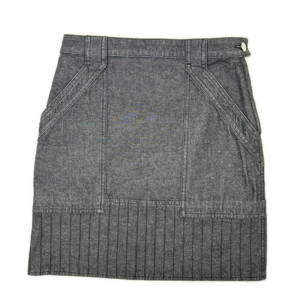 Hermes Indigo Sellier Buttons Denim Skirt 34
