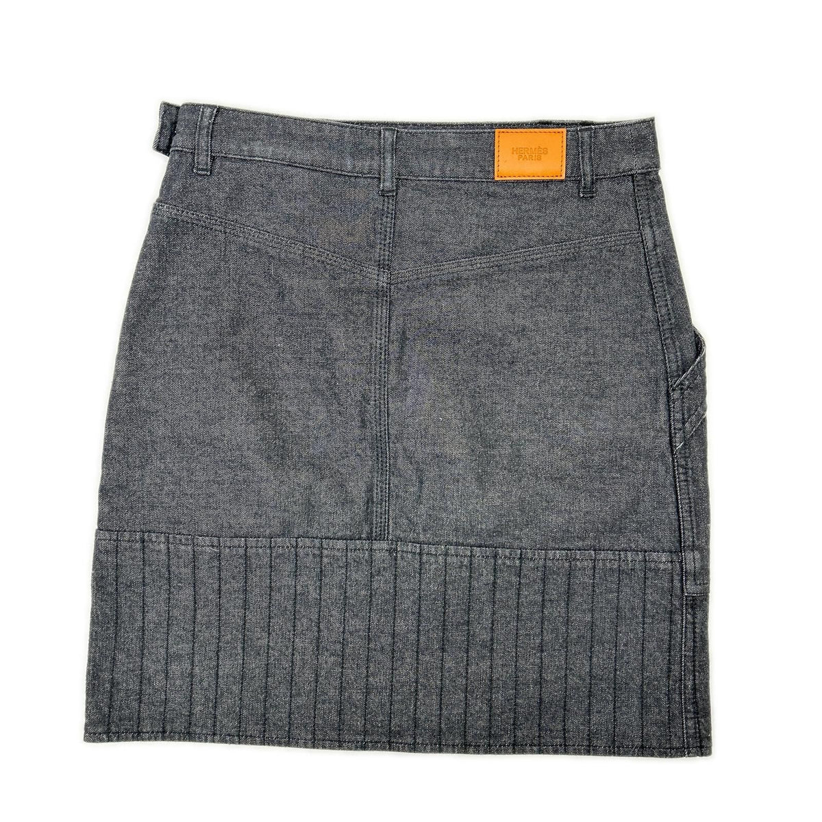 Hermes Indigo Sellier Buttons Denim Skirt 34 — view 2
