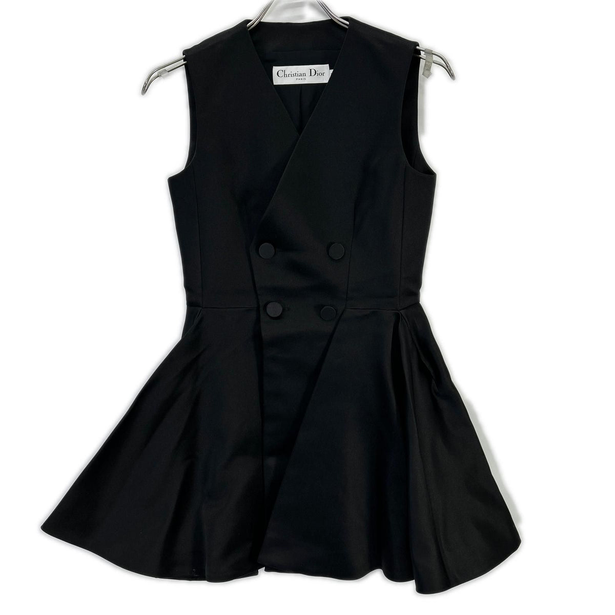 Dior Black Double Button Sleeveless Dress 34