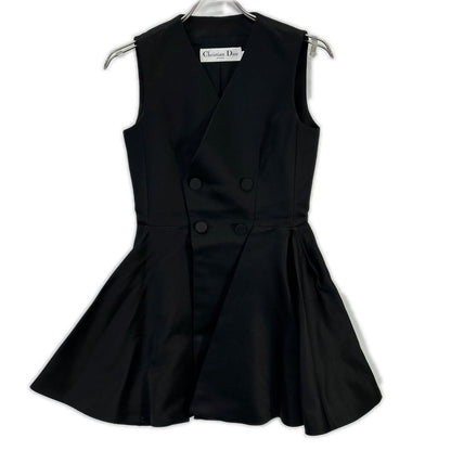 Dior Black Double Button Sleeveless Dress 34