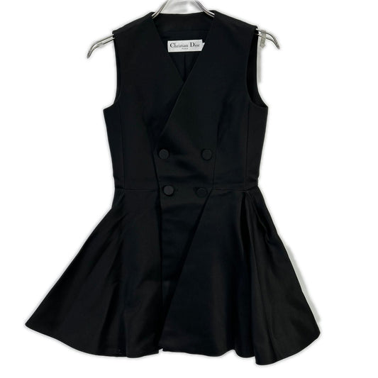 Dior Black Double Button Sleeveless Dress 34