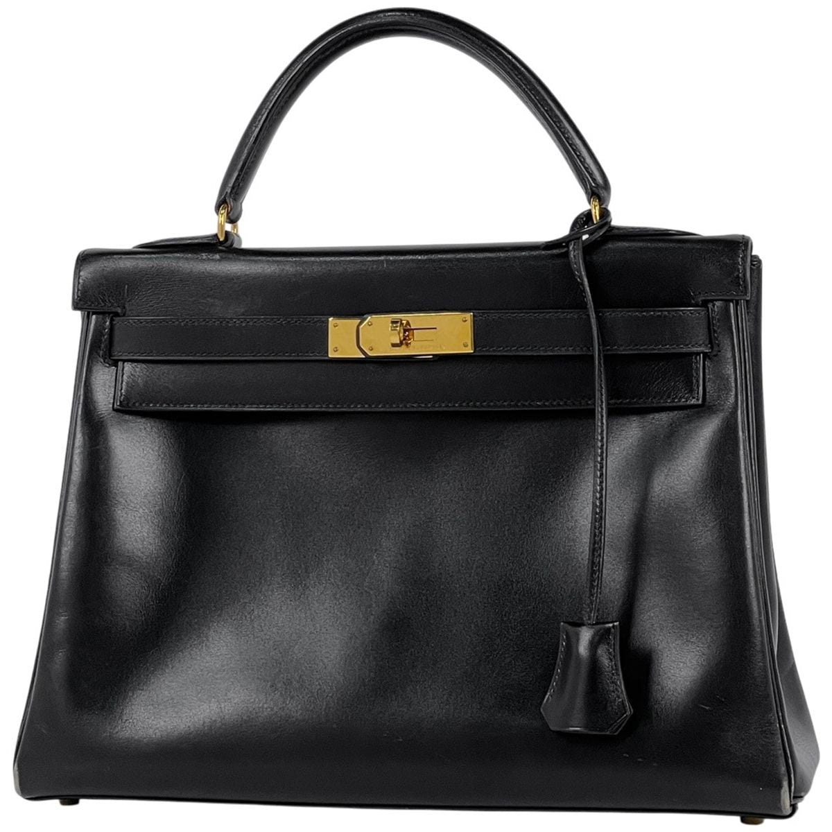 Hermes Kelly 32 Handbag Retourne 2-Way Box Calf Black