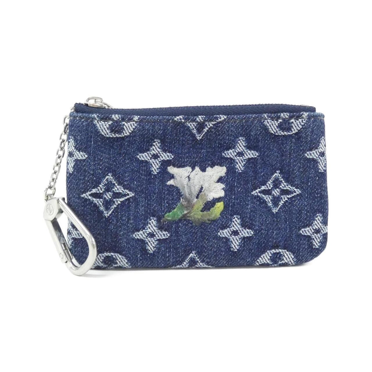 Louis Vuitton Monogram Flower Denim Pochette Cles Coin & Key Case Key Holder