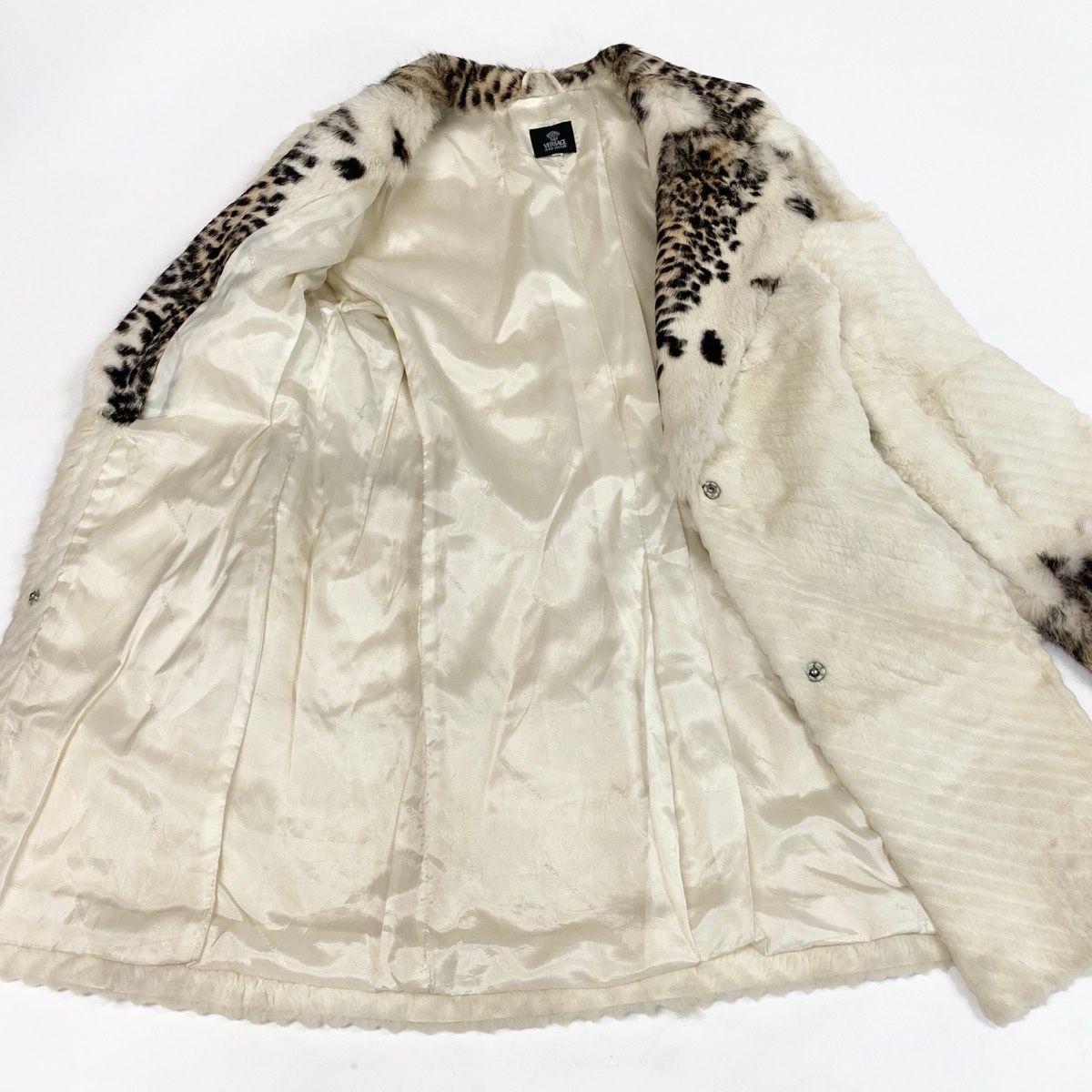 Versace Jeans Couture Leopard Pattern Fur Coat White — view 6