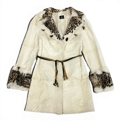 Versace Jeans Couture Leopard Pattern Fur Coat White — view 2