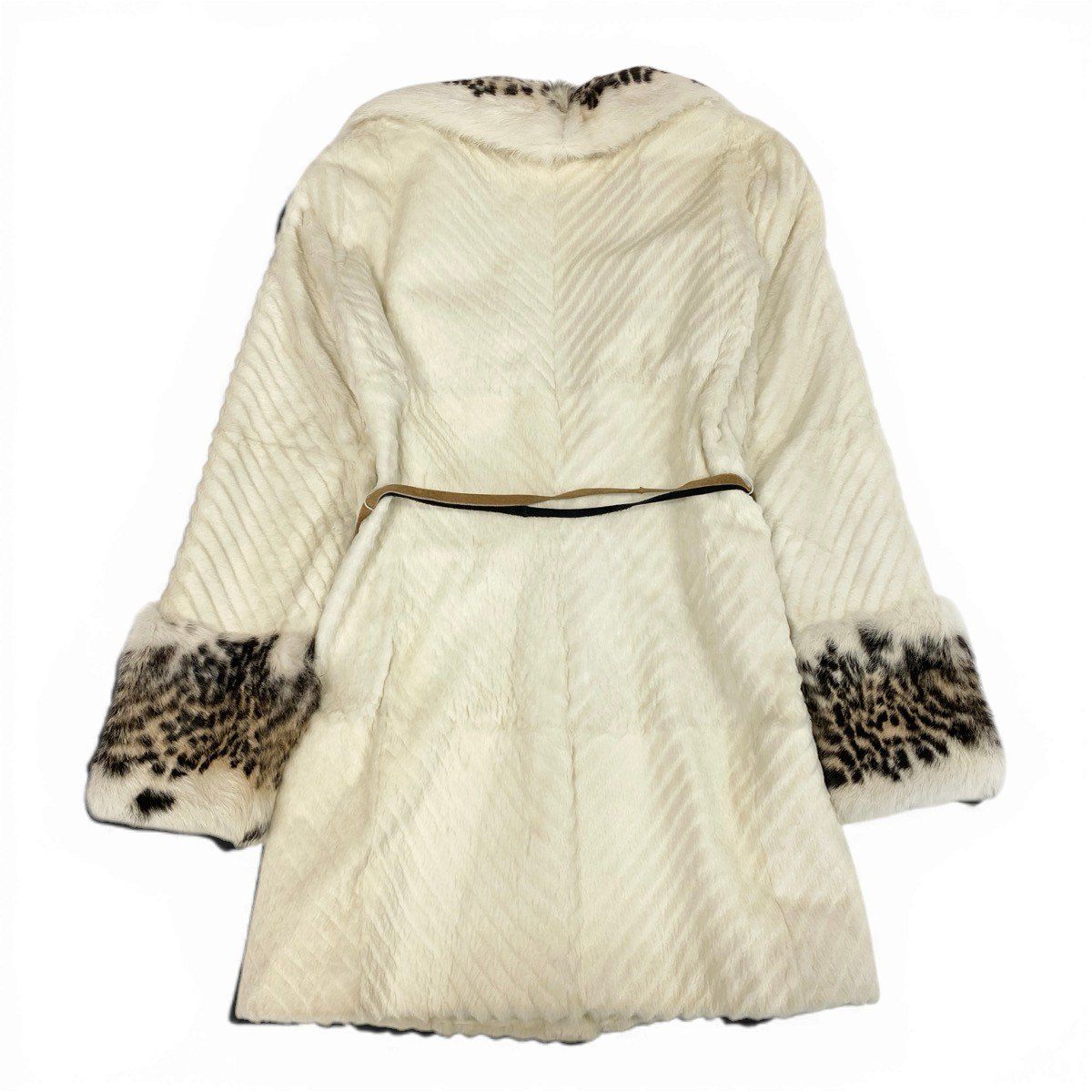 Versace Jeans Couture Leopard Pattern Fur Coat White — view 3