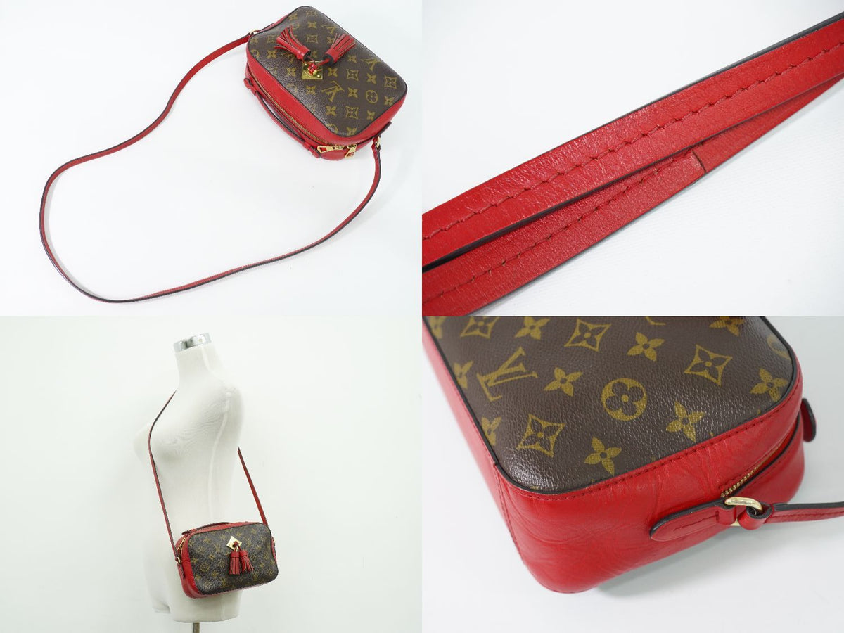 Louis Vuitton LV Saintonge Monogram Shoulder Bag Pochette Brown Coquelicot — view 6