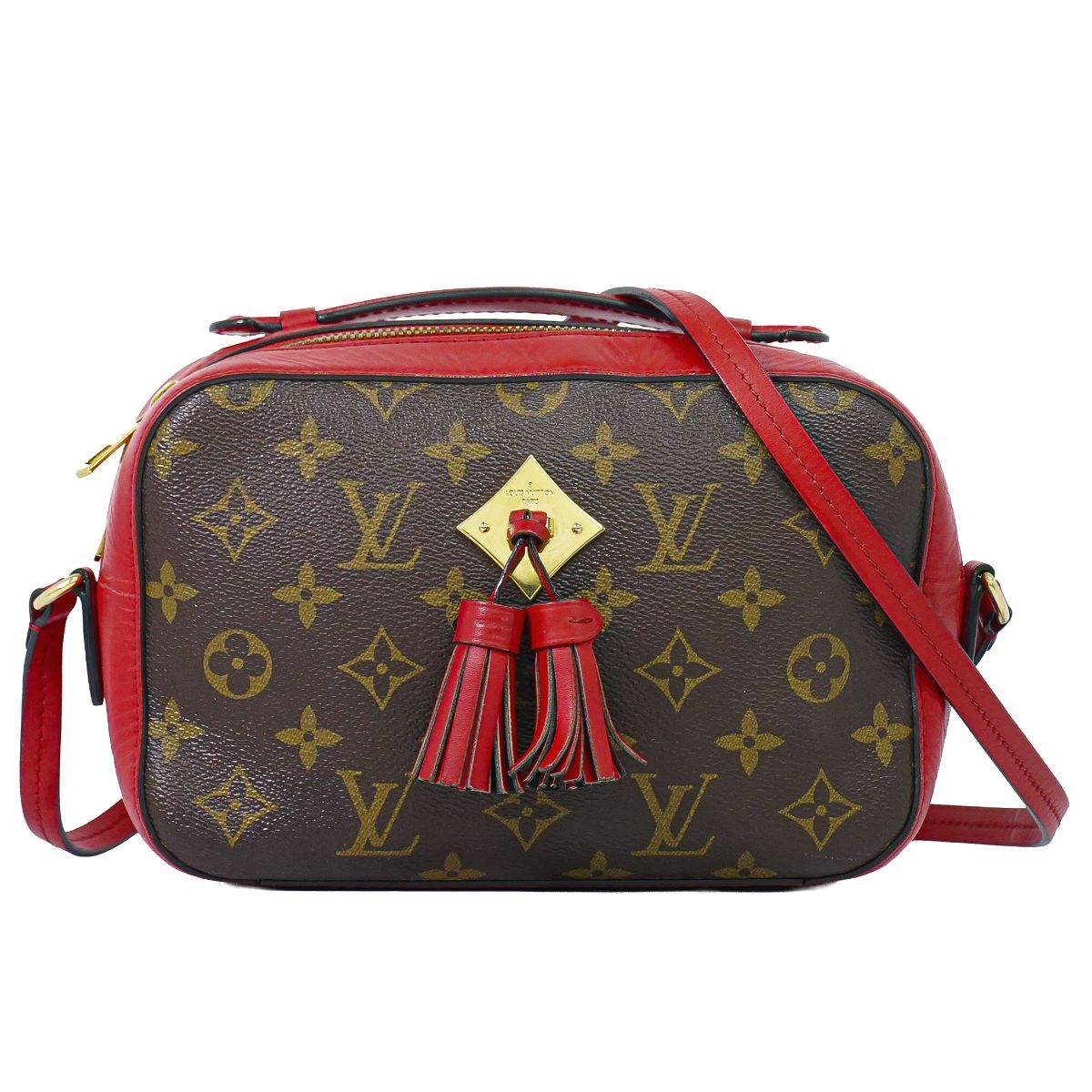 Louis Vuitton LV Saintonge Monogram Shoulder Bag Pochette Brown Coquelicot
