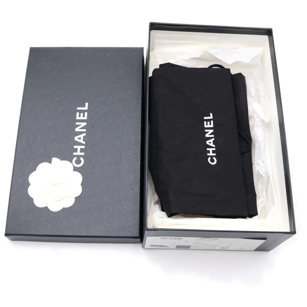 Chanel CC Logo Espadrilles Flat Shoes Slip on Lambskin Leather Black — view 6