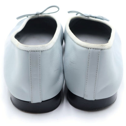 Chanel CC Logo Velours Nash Pumps Leather Blue Gray Heel — view 3