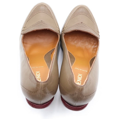 Fendi Block Heels Pumps Shoes Bicolor Leather Olive Burgundy — view 4