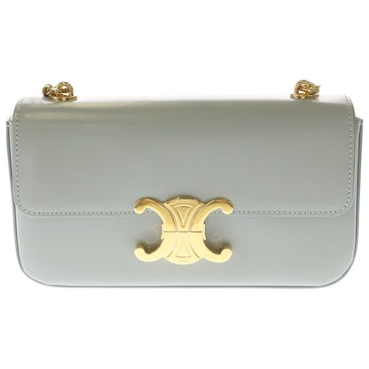Celine Claude Triomphe Leather Chain Shoulder Bag Gray