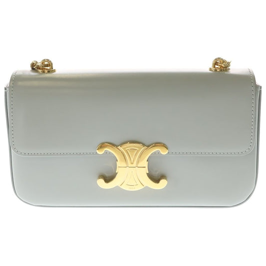Celine Claude Triomphe Leather Chain Shoulder Bag Gray