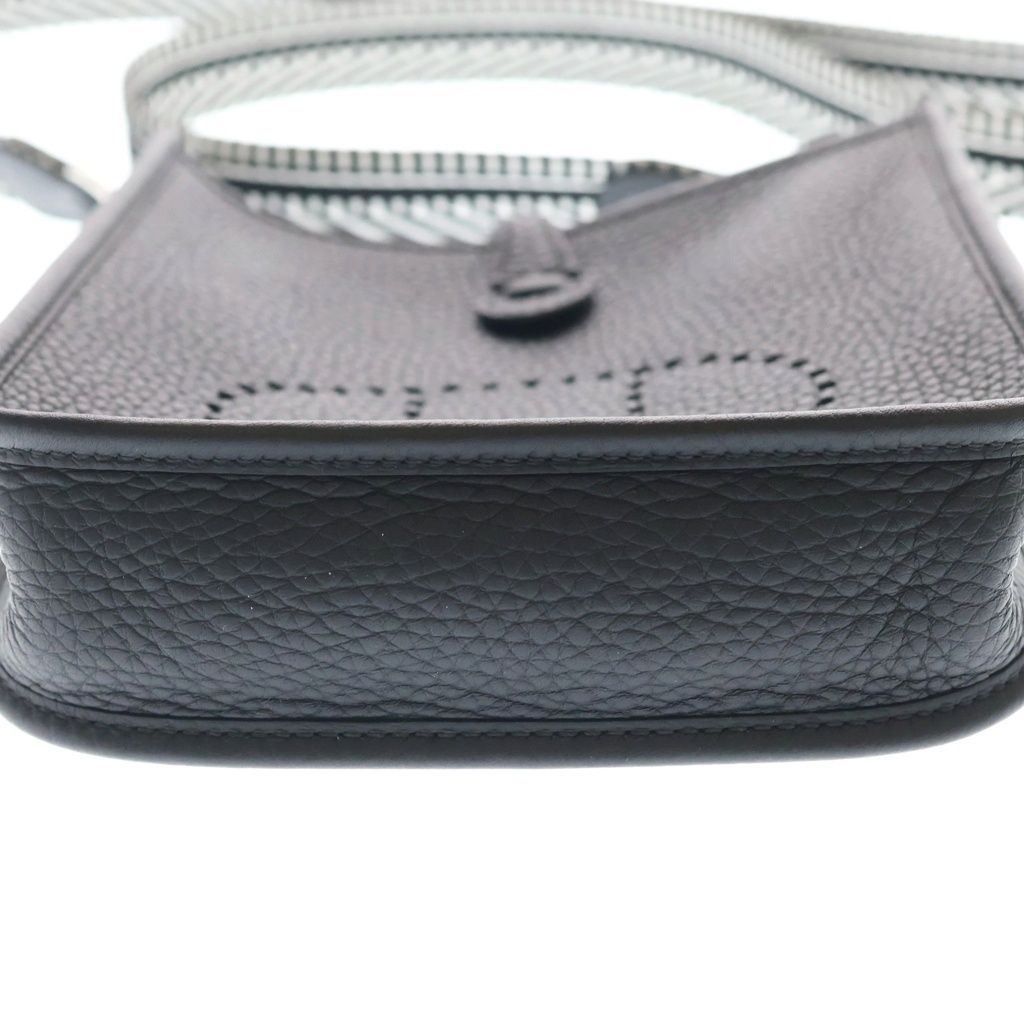 Hermes Evelyne TPM Taurillon Clemence Silver Shoulder Bag Black — view 4