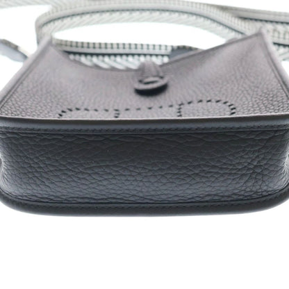 Hermes Evelyne TPM Taurillon Clemence Silver Shoulder Bag Black — view 4