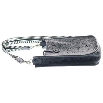 Hermes Evelyne TPM Taurillon Clemence Silver Shoulder Bag Black — view 3