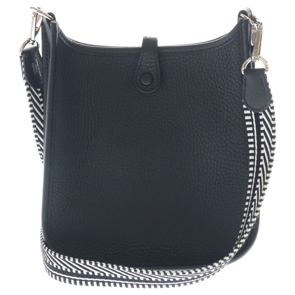 Hermes Evelyne TPM Taurillon Clemence Silver Shoulder Bag Black — view 2
