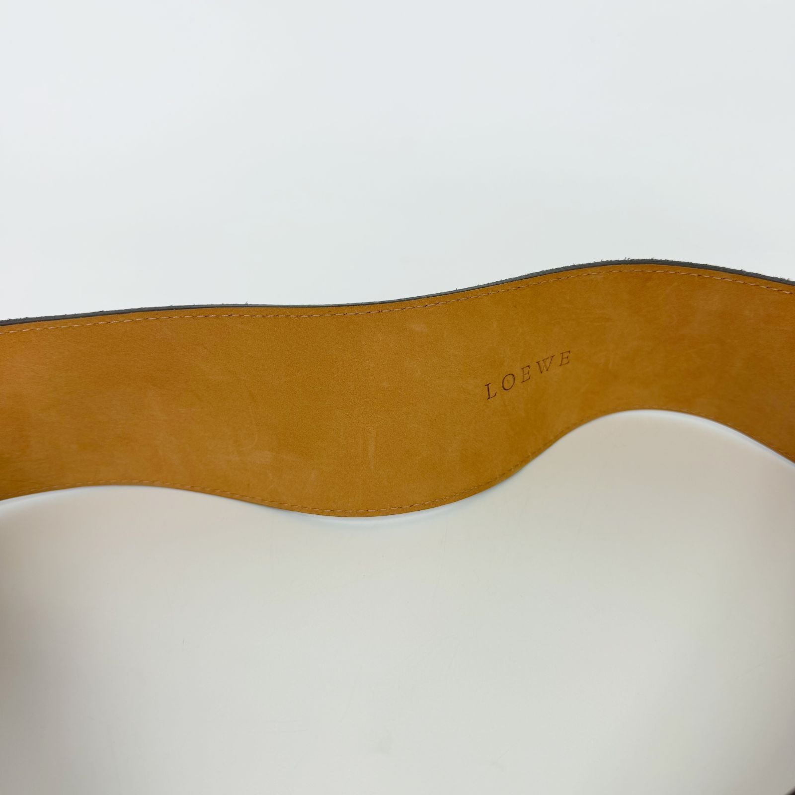 Loewe Suede Wide Hook Buckle Belt Brown Silver Vintage — view 7