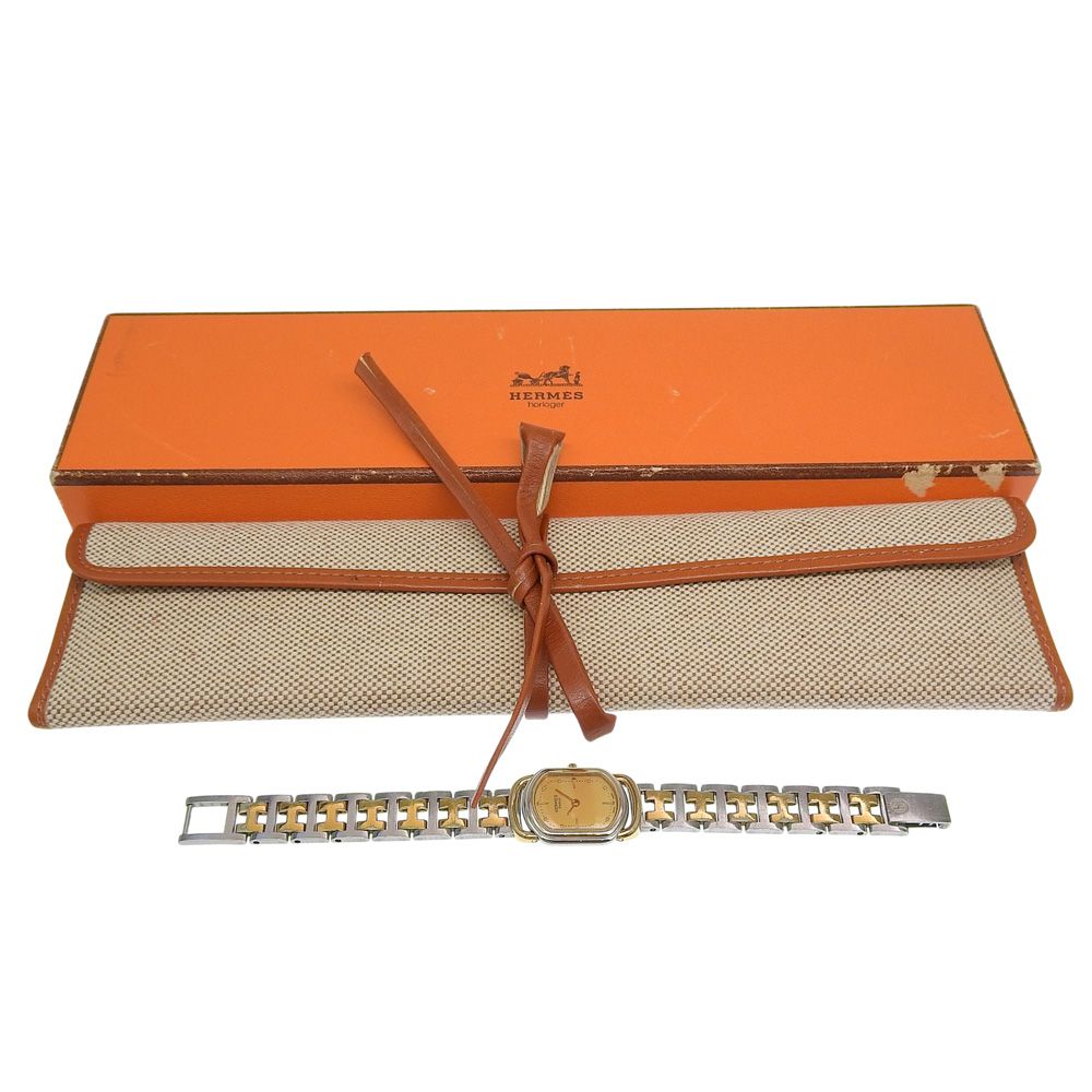 Hermes Rallye Stainless Steel Gold Plated Quartz Analog Display Dial Watch — view 8
