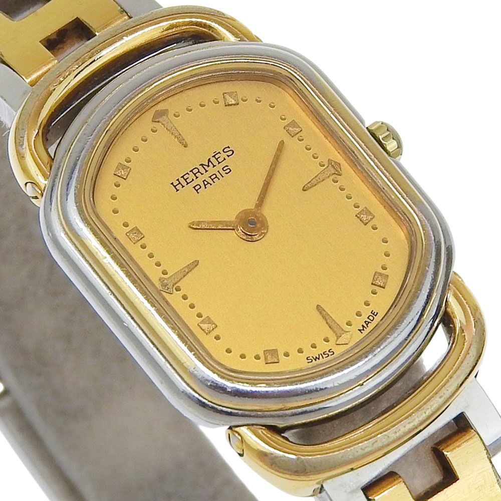 Hermes Rallye Stainless Steel Gold Plated Quartz Analog Display Dial Watch — view 3