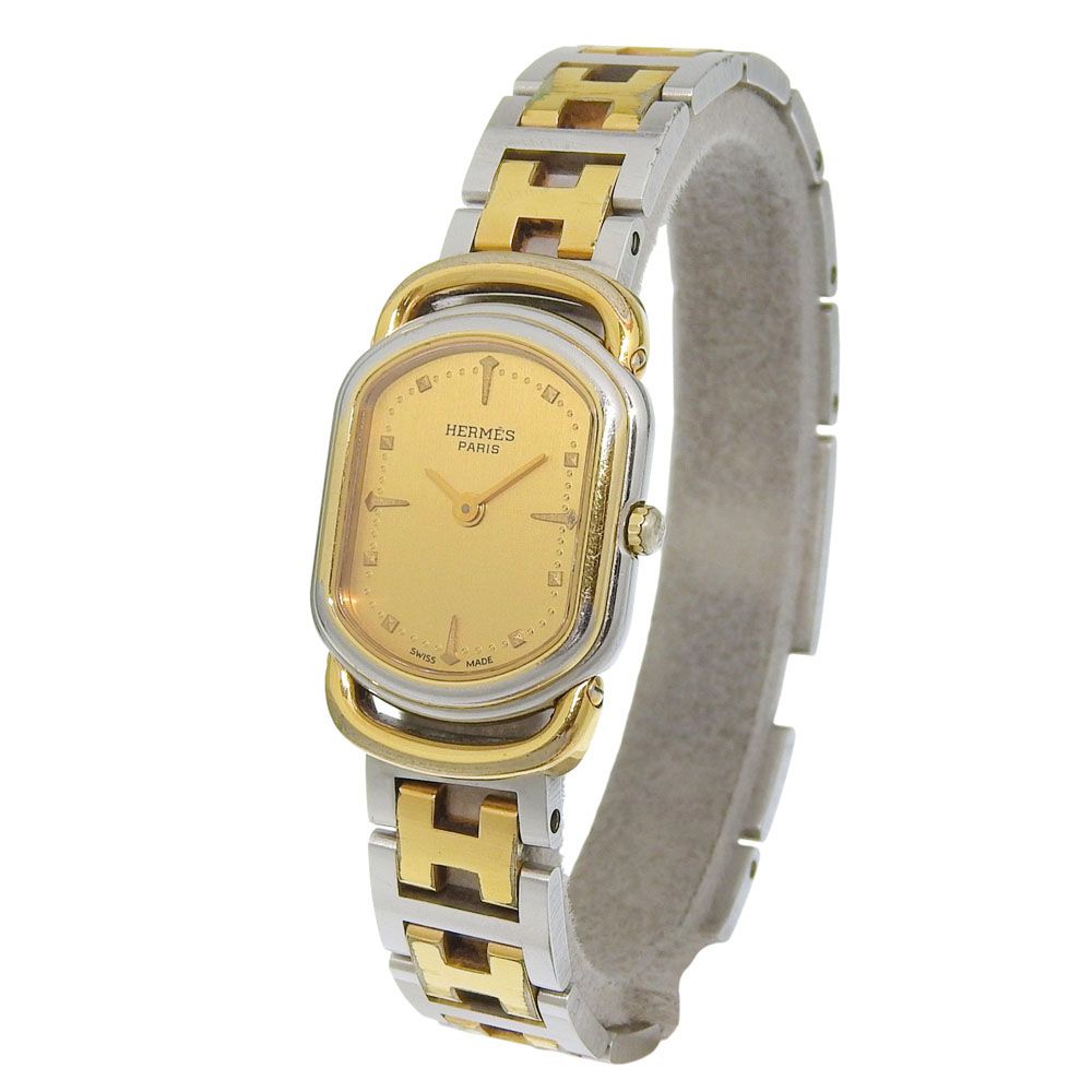 Hermes Rallye Stainless Steel Gold Plated Quartz Analog Display Dial Watch — view 2