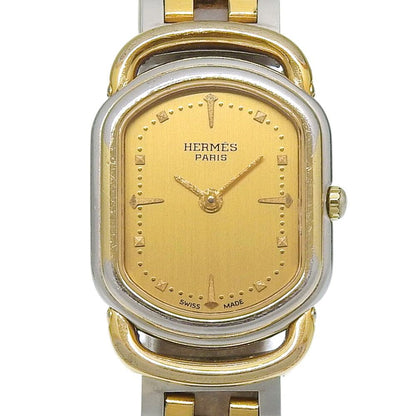 Hermes Rallye Stainless Steel Gold Plated Quartz Analog Display Dial Watch