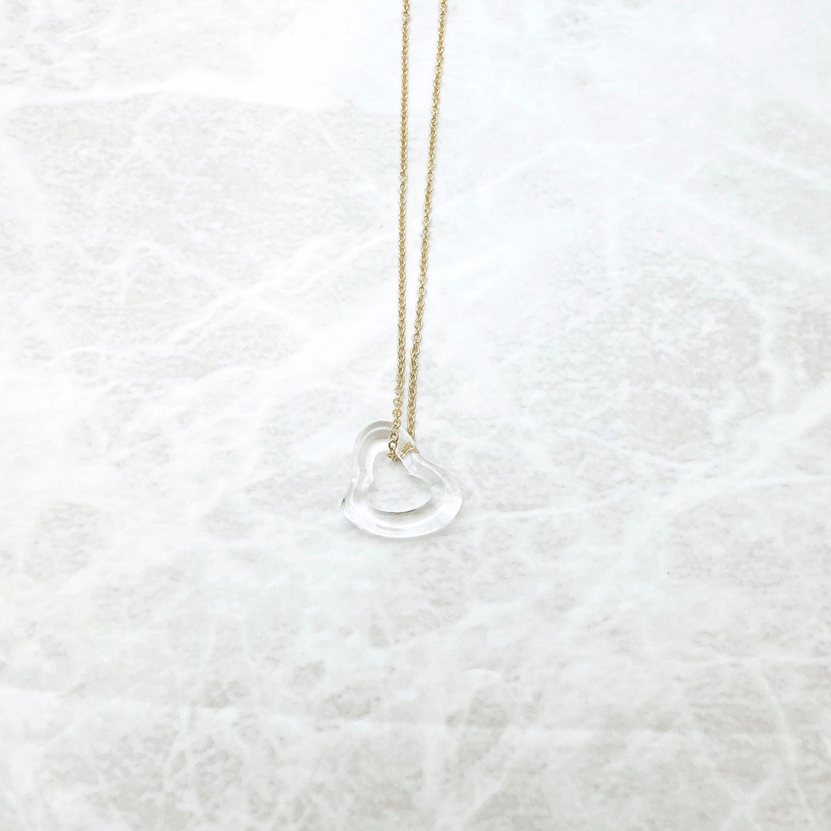 Tiffany & Co Open Heart Crystal Yellow Gold Necklace 41 — view 3