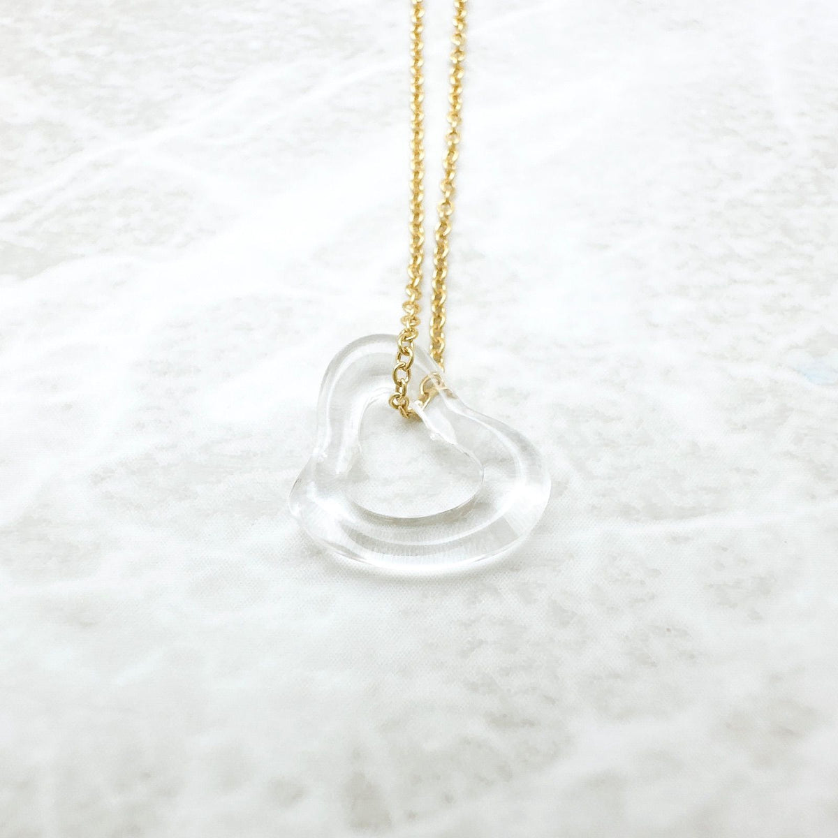 Tiffany & Co Open Heart Crystal Yellow Gold Necklace 41 — view 4