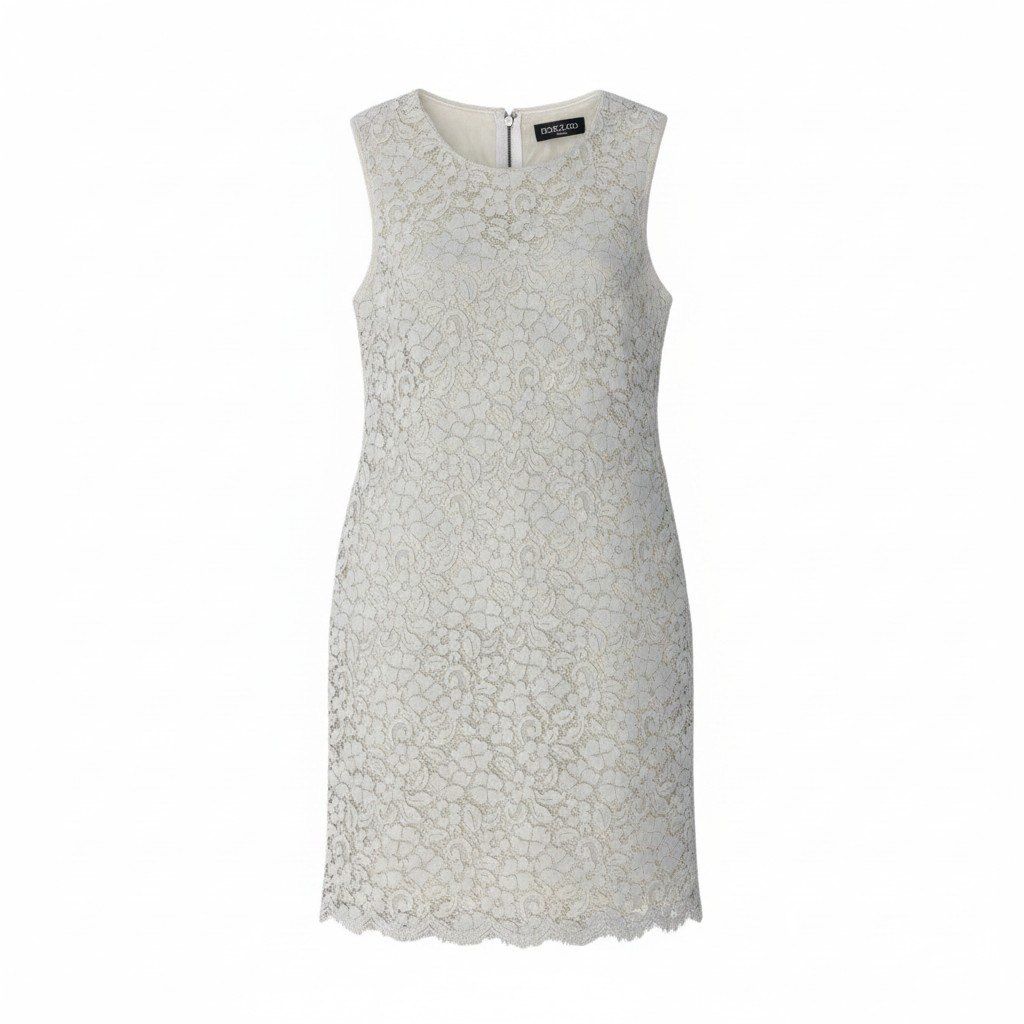 Dolce & Gabbana Flower Motif Full Lace Sleeveless Mini Dress Tight 36 White
