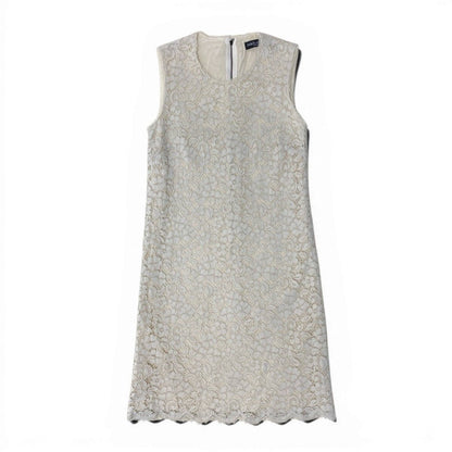 Dolce & Gabbana Flower Motif Full Lace Sleeveless Mini Dress Tight 36 White — view 2