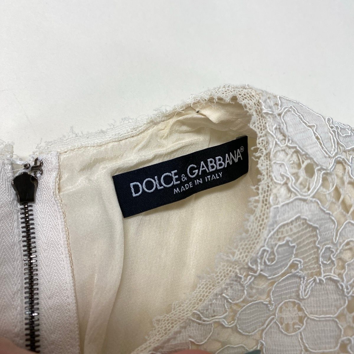 Dolce & Gabbana Flower Motif Full Lace Sleeveless Mini Dress Tight 36 White — view 8
