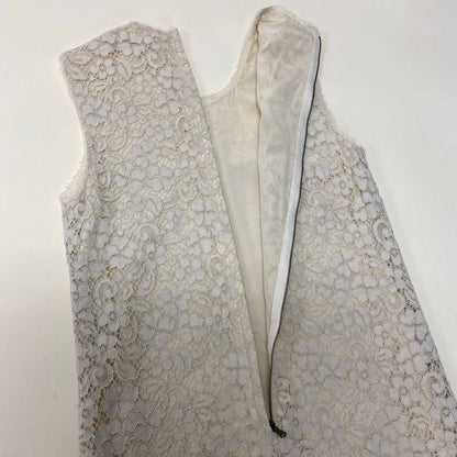 Dolce & Gabbana Flower Motif Full Lace Sleeveless Mini Dress Tight 36 White — view 5