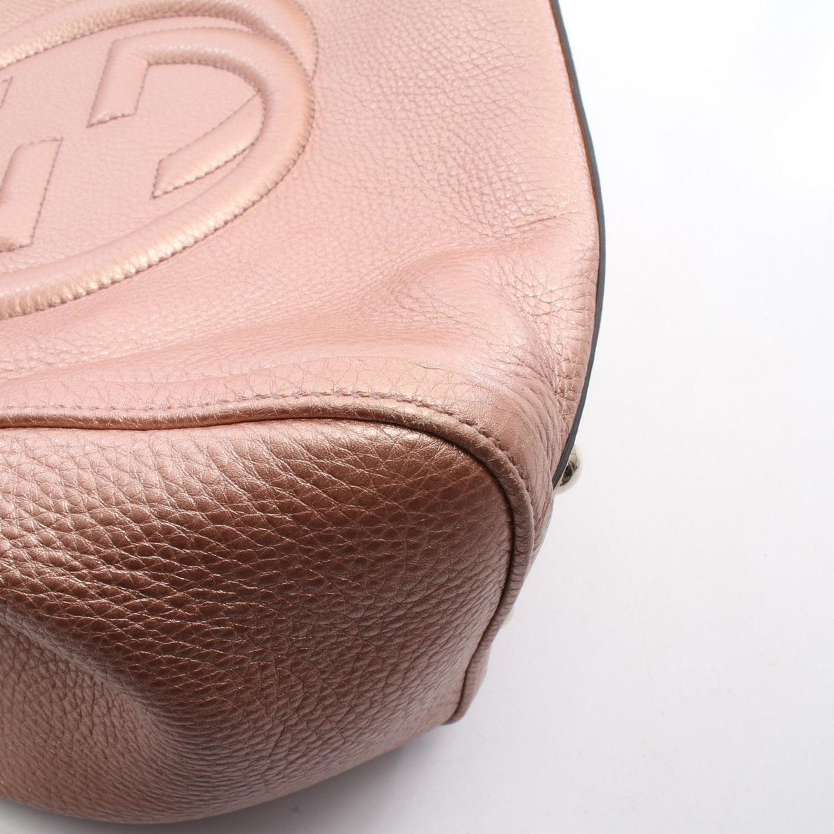Gucci Tote Bag Soho Cellarius Interlocking G Metallic Pink Leather — view 6
