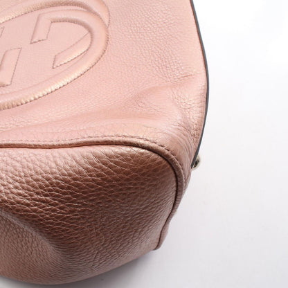 Gucci Tote Bag Soho Cellarius Interlocking G Metallic Pink Leather — view 6