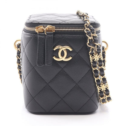 Chanel Shoulder Bag Quilted Vanity Black Caviar Leather Chain