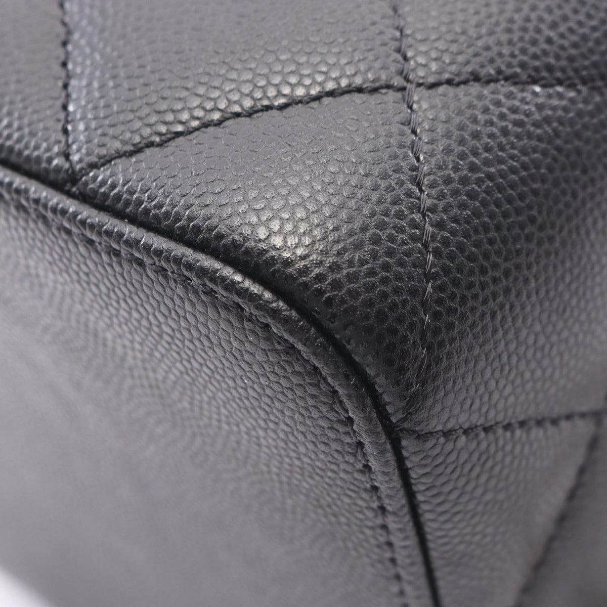Chanel Shoulder Bag Quilted Vanity Black Caviar Leather Chain — view 7