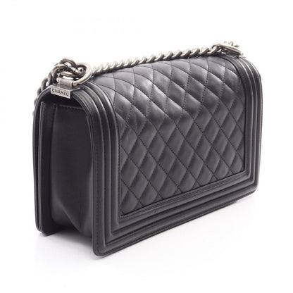 Chanel Shoulder Bag Boy Antique Silver Black Lambskin Boy Chain — view 2